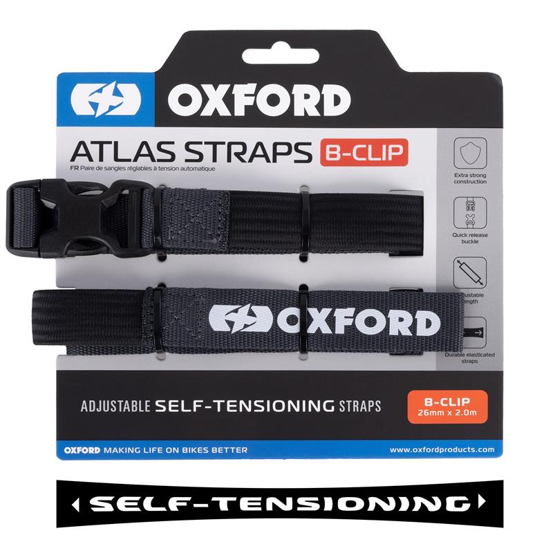 OXFORD přepravní popruhy ATLAS B-CLIP 26mm x 2M 2 kusy v sadě barva šedá