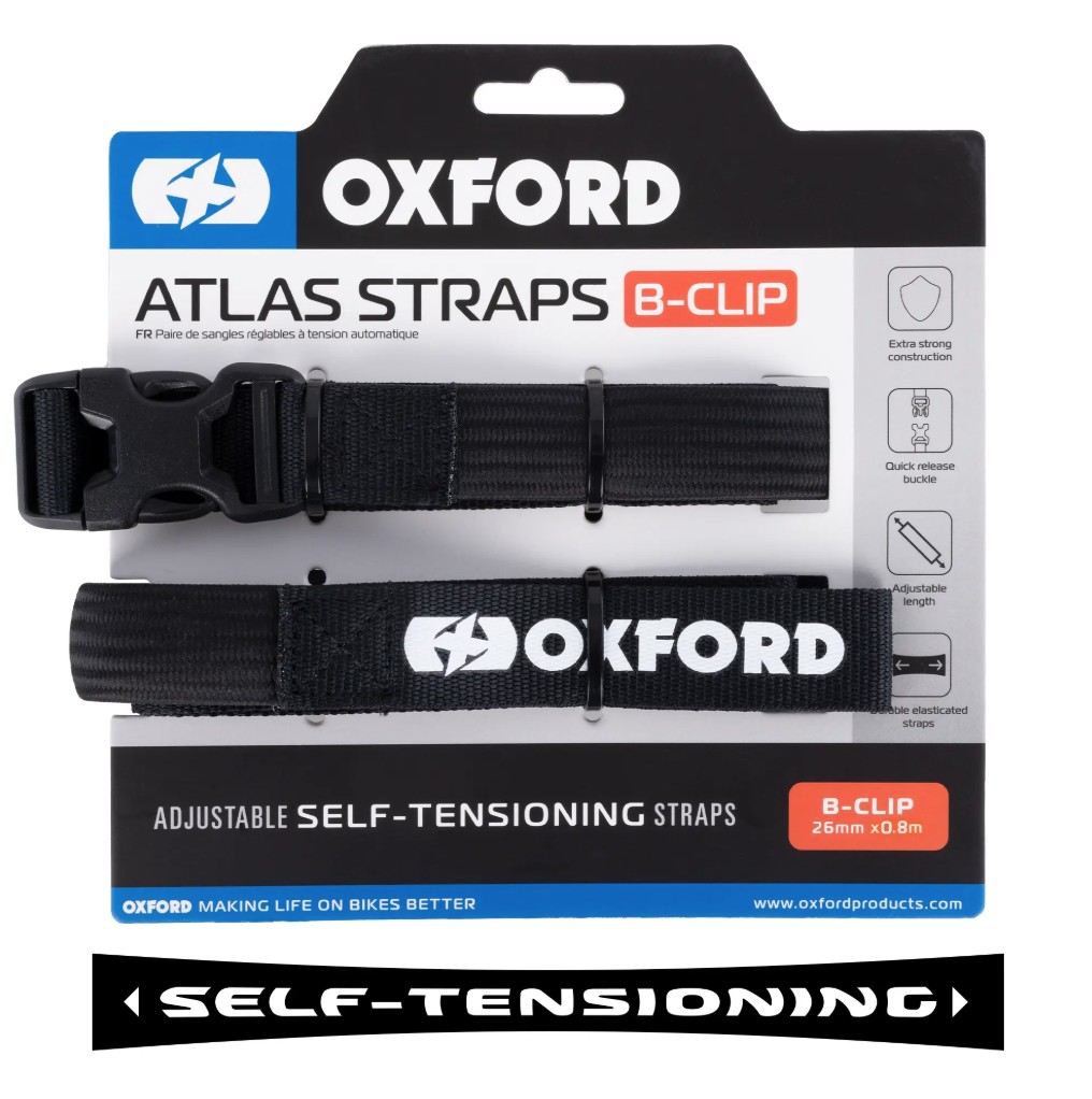 OXFORD přepravní popruhy ATLAS B-CLIP 26mm X 0,8 m barva černá