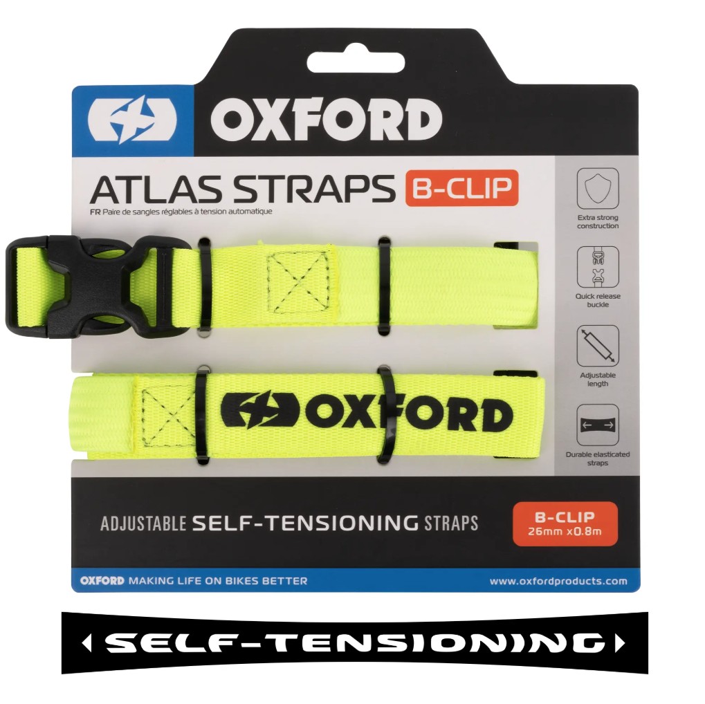 OXFORD přepravní popruhy ATLAS B-CLIP 26mm X 0,8 m barva žlutá fluorescenční