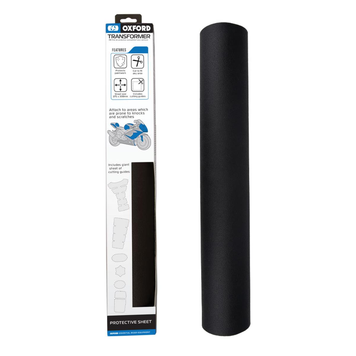 Levně OXFORD samolepky na ochranu plastů na motocyklu rozměry 375mm X 300mm barva černá (OXFORD samolepky na ochranu plastů na motocyklu rozměry 375mm X)