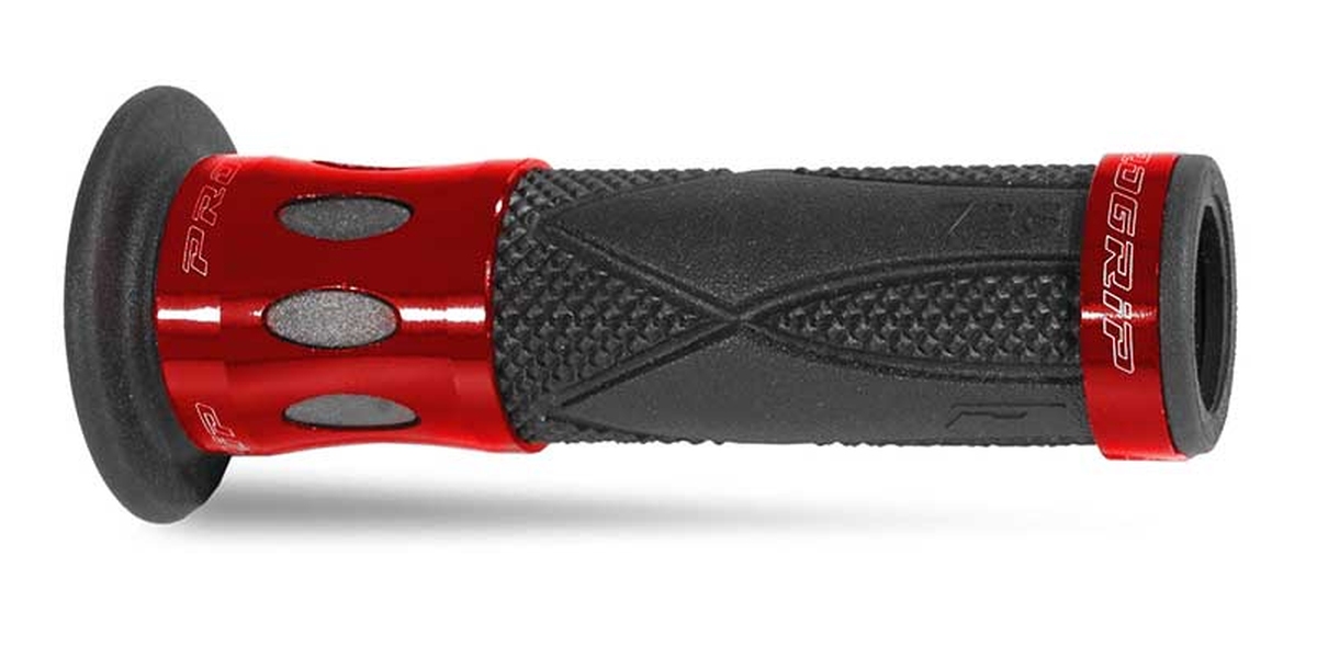 PROGRIP gripy PG728 ROAD ALU (22+25mm, délka 122mm) barva červená (jednosložkové) (728-107) (PG728R)