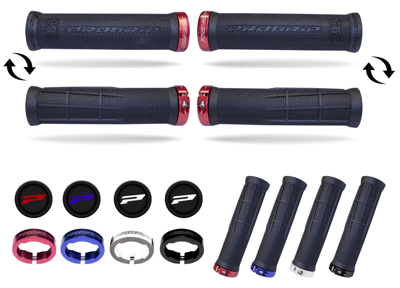 Levně PROGRIP řazení (gripy) PG995 ATV / JET SKI / MTB (22+22mm, délka 130mm) barva černá s NIEBIESKĄ se zámkem LOCK-ON (995-356) (PROGRIP řazení (gripy))