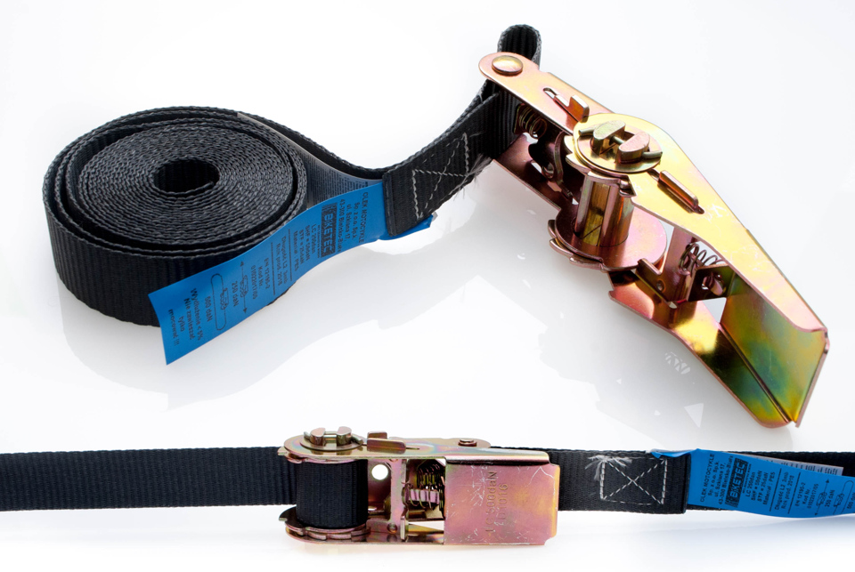 BIKETEC tie-down strap 25mm/4m with tensioner 1-piece color black (homologated)