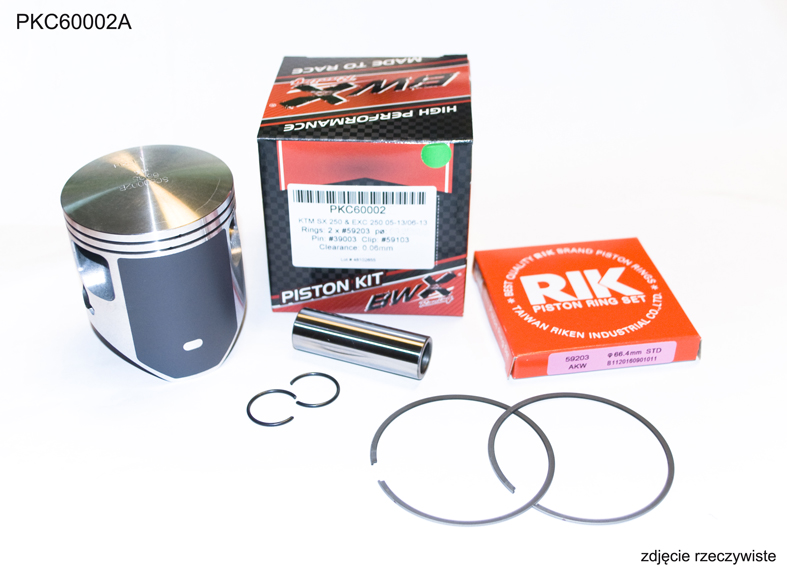 BEARING WORX píst KTM (2T) SX 250 (SX250) 04-22, EXC 250 (EXC250) 06-22, (66,34mm) kroužky RIK (2 kusy) (BEARING WORX píst KTM (2T) SX 250 (SX250))