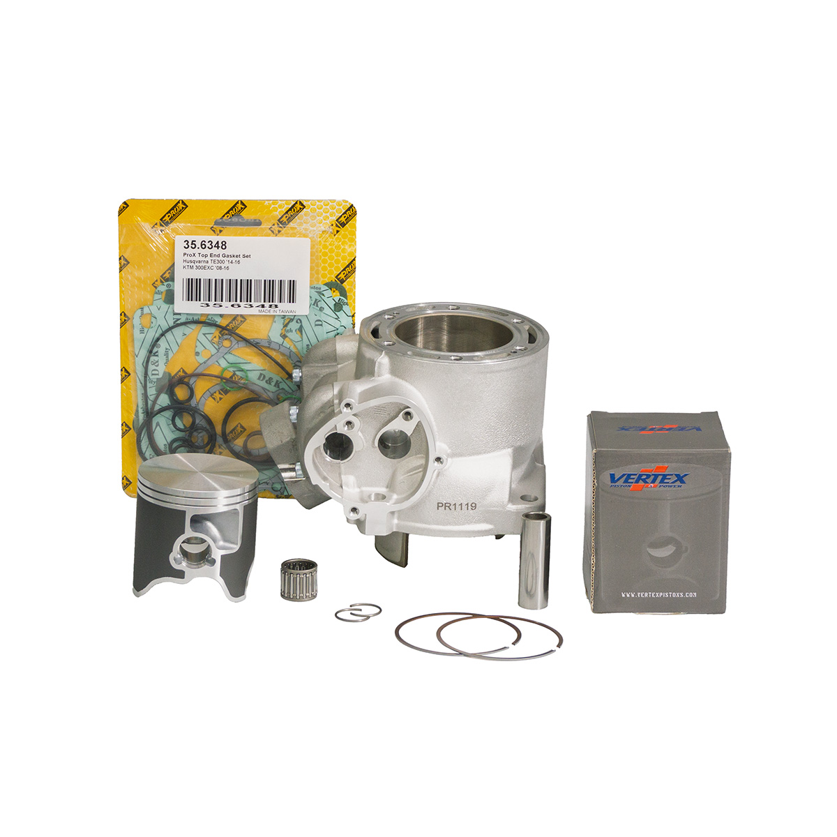 PROMX kompletní válec (CYLINDER + píst + top end + ložisko) KTM SX / EXC 250/300 12-17, HUSQVARNA TE 250 / 300 14-17 (karburátor) (NICASYL) (STD. BORE