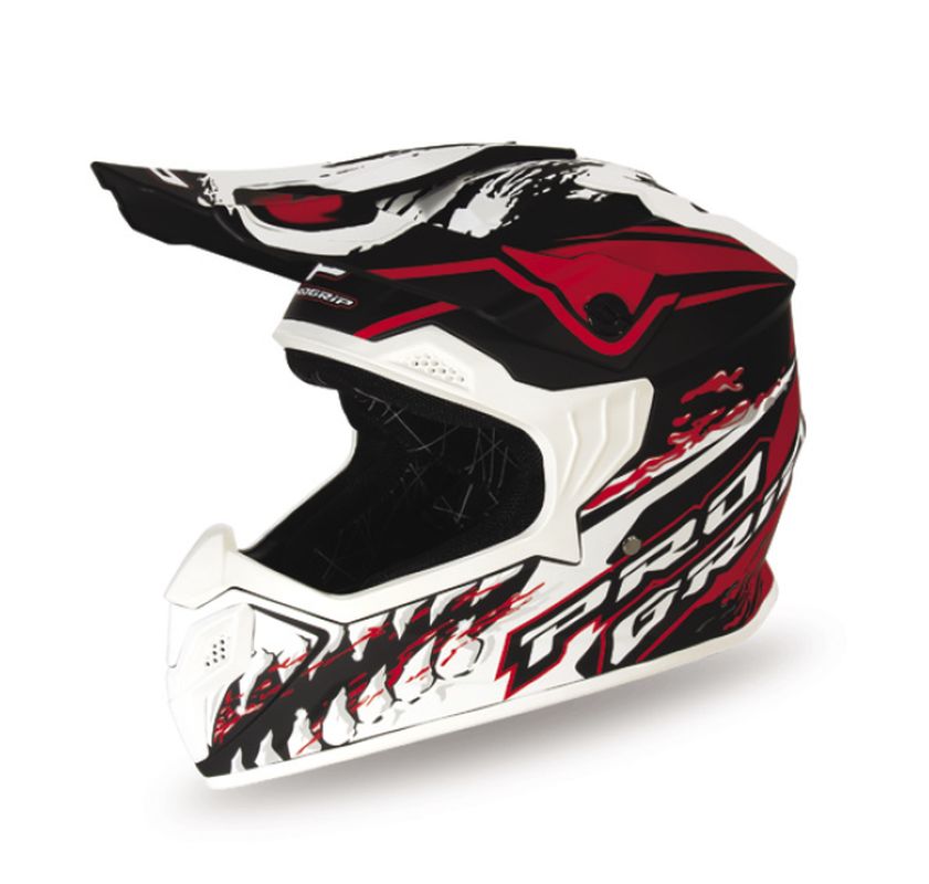 PROGRIP přilba PG3009 JURASSIC CROSS dětská / JUNIOR / KID barva bílá/červená/černá MAT vel. XL (3009-149) (homologace ECE 22R06, přezka DD)