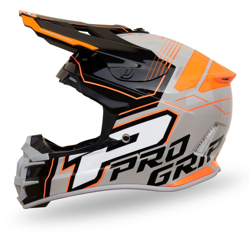PROGRIP helma cross PG3080 ADVENTURE barva šedá černá oranžová vel. L (3080-211) ( homologace ECE 22R06, přezka DD )