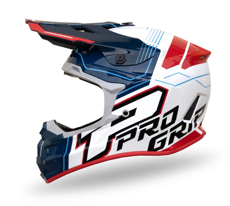 PROGRIP helma cross PG3080 ADVENTURE barva modrá bílá červená vel. L (3080-227) ( homologace ECE 22R06, přezka DD )