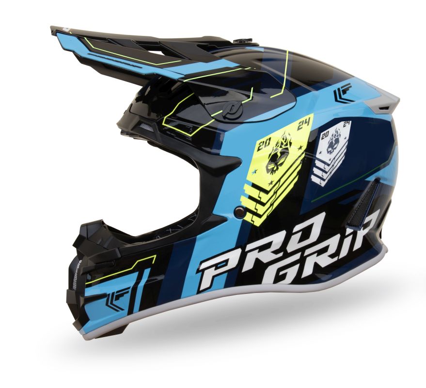 PROGRIP helma CROSS PG3080 SPIRITS barva černá/modrá rozměr M (3080-150) (homologace ECE 22R06, přezka DD)