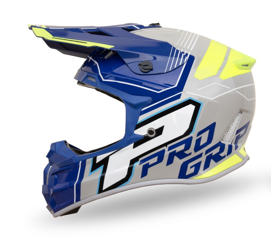 PROGRIP helma cross PG3080 ADVENTURE barva modrá šedá žlutá fluo vel. S (3080-401) ( homologace ECE 22R06, přezka DD )