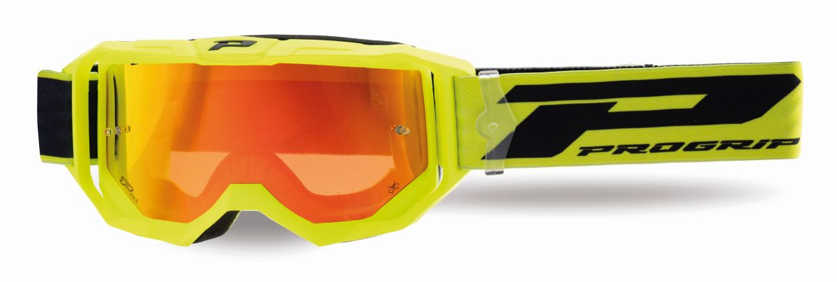 PROGRIP brýle PG3300-310 FL VISION GO barva žlutá fluo mat (plexi PG3348 červené zrcadlo, ANTISCRATCH, NO FOG, ANTI UV) (3300-310 FL)
