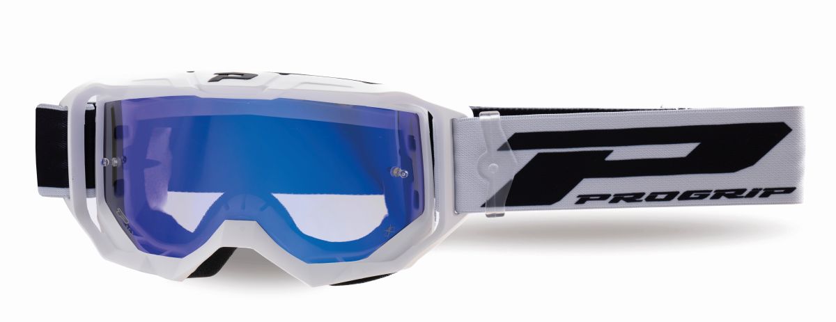 PROGRIP brýle PG3300-323 FL VISION GO barva bílá mat (plexi PG3346 modré zrcadlo, ANTISCRATCH, NO FOG, ANTI UV) (3300-323 FL)