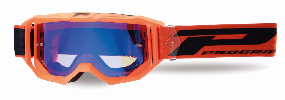 PROGRIP brýle PG3300-409 FL VISION GO barva oranžová fluo mat (plexi PG3346 modré zrcadlo, ANTISCRATCH, NO FOG, ANTI UV) (3300-409 FL)