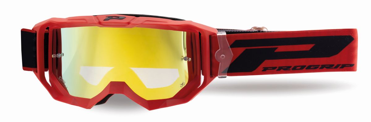 PROGRIP brýle PG3300-411 FL VISION GO barva červená mat (plexi PG3347 žluté zrcadlo, ANTISCRATCH, NO FOG, ANTI UV) (3300-411 FL)
