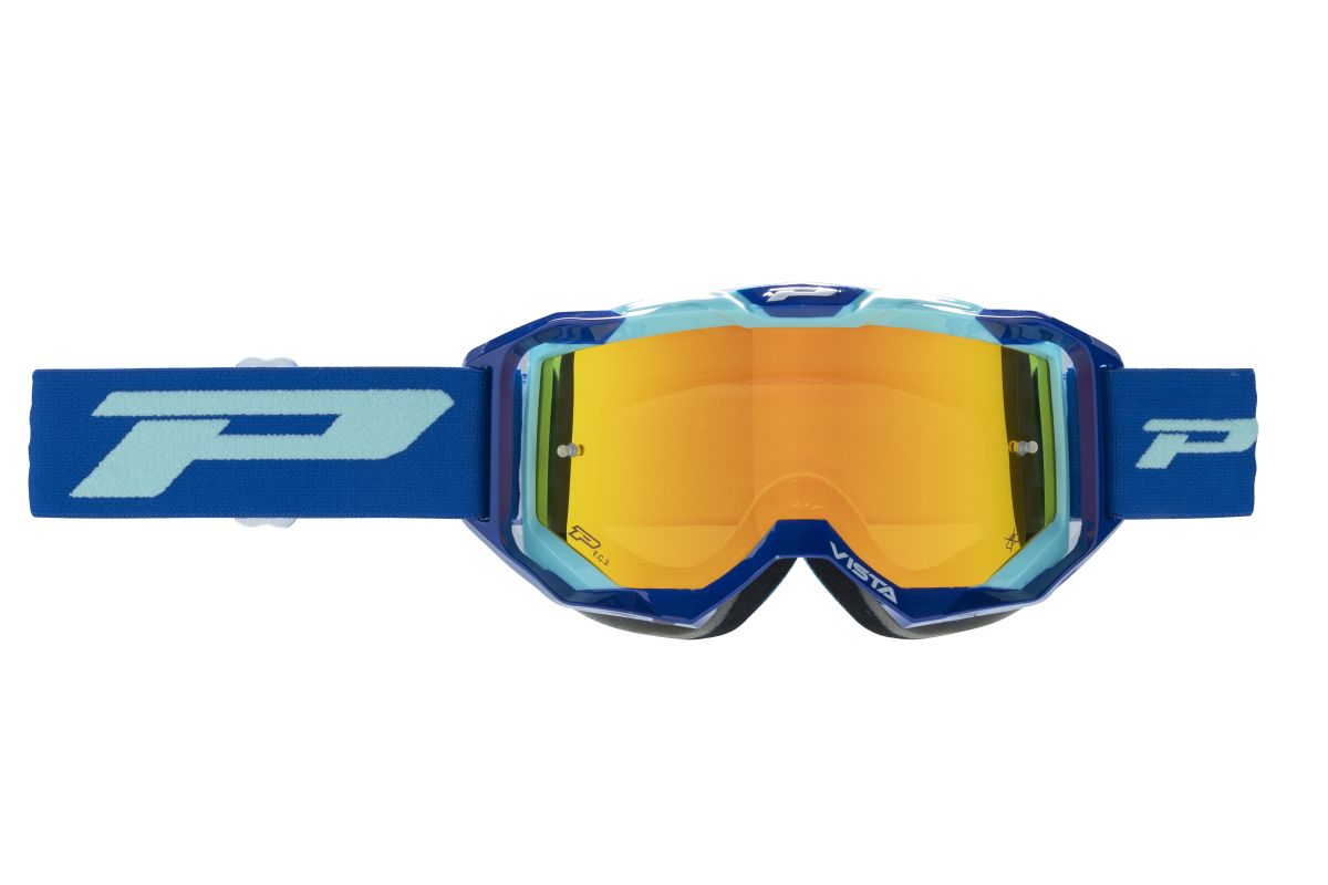 PROGRIP goggles PG3303-408 FL VISTA color blue teal (lens PG3349 orange mirror, ANTISCRATCH, NO FOG, ANTI UV + lens PG3310 and tear-offs PG3370 FREE) (PZ3303-408 FL)
