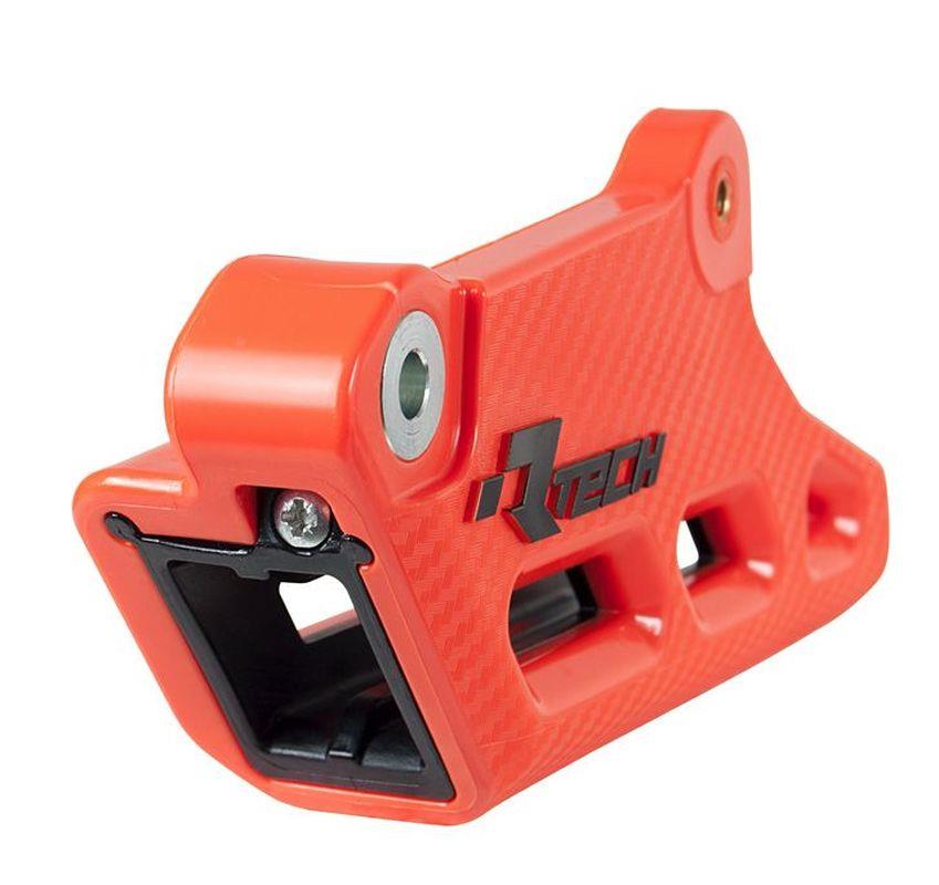 RACETECH (RTECH) vodítko řetězu KTM SX/SXF/XC-F 125/250/350/450 07-23, EXC/EXC-F/XC-W 125/250/300/350/450/500 08-23 MONOBLOCK R2.0 WORX s vyměnitelnéM vložkaEM barva oranžová