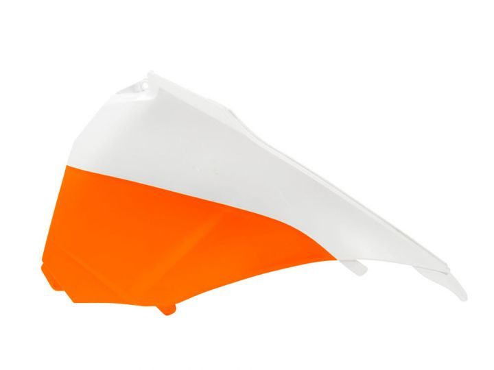 RACETECH výprodej kryt vzduchového filtru LEWA barva OEM 2015 bílá/oranžová (KT04054999W) KTM