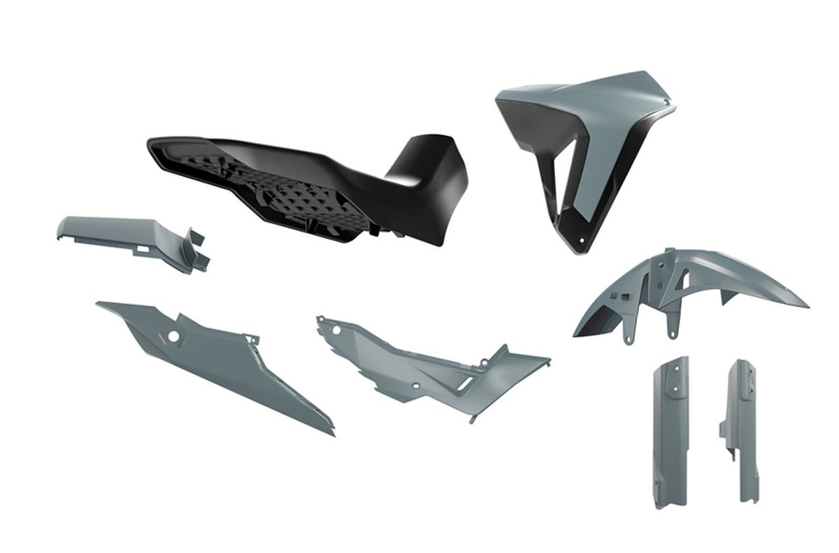 RACETECH (rtech) complete set of plasticssaddlem revolution HONDA xl 750 transalp 23-25 colour grey / black (R-KITALP-GR0-024)