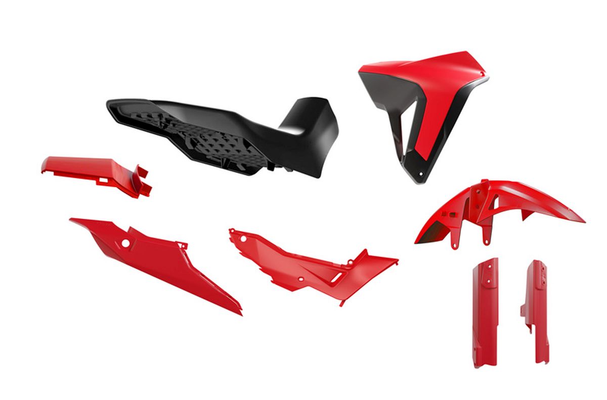 RACETECH (rtech) complete set of plasticssaddlem revolution HONDA xl 750 transalp 23-25 colour red / black (R-KITALP-RS0-024)