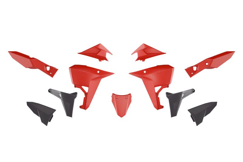 RACETECH (rtech) complete set of plastics (revolution) (without front mudguard) kove x pro / rally 800 24-25 colour black / red (R-KITKOV-RG1-025)