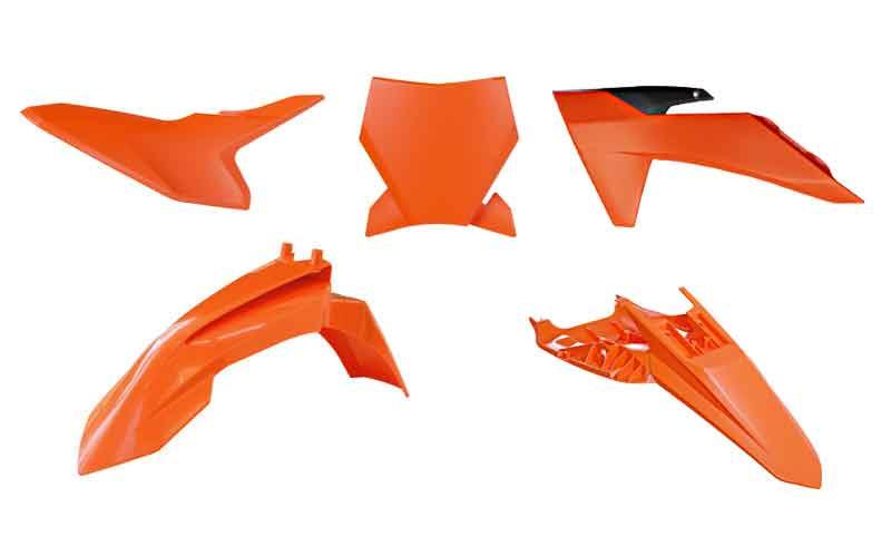 RACETECH (RTECH) kompletní sada plastů KTM SX 50 24-25 barva oranžová / černá (RACETECH (RTECH) kompletní sada plastů KTM SX 50 24-25 barva oranžová)