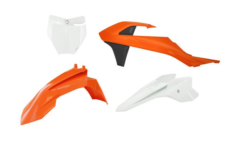 RACETECH (RTECH) kompletní sada plastů KTM SX 50 16-23, SX-E 3-5 20-24 barva oranžová / bílá / černá ( 16 / 18 ) (RACETECH (RTECH) kompletní sada)