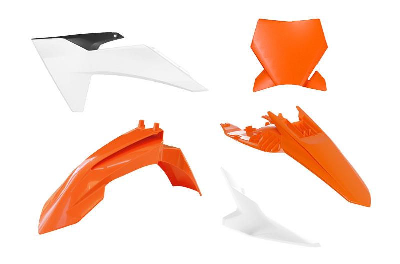 RACETECH (RTECH) kompletní sada plastů KTM SX 65 24-25 barva ( oranžová / bílá / černá ) (RACETECH (RTECH) kompletní sada plastů KTM SX 65 24-25)