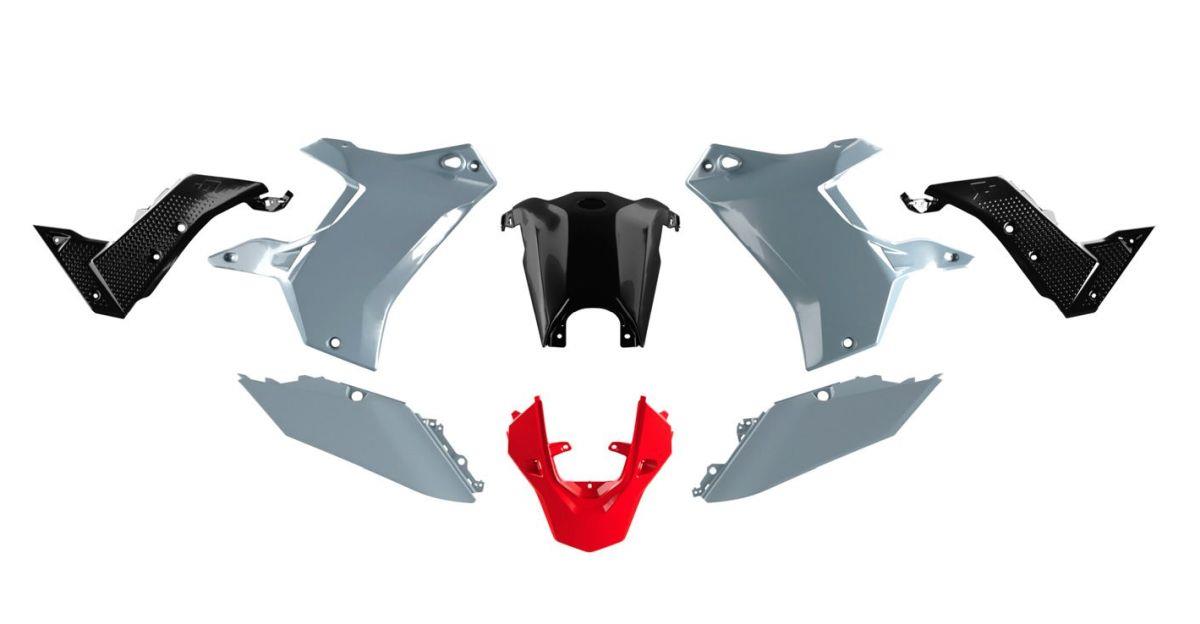 RACETECH (rtech) complete set of plastics (without front mudguard) t7 revolution YAMAHA tenere 700 19-24 colour grey/black/red (R-KITT70-GR1-024)