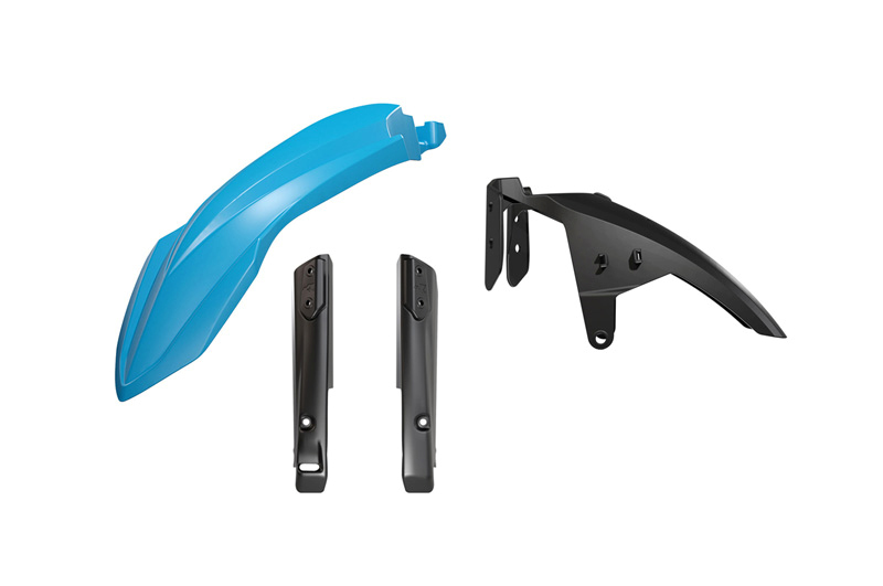 RACETECH (RTECH) complete front fender with front fork guards YAMAHA T7 TENERE 700 19-24 color light blue / black (RALLY EDITION)
