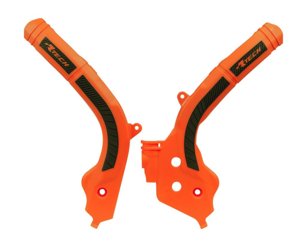 RACETECH (rtech) complete frame covers BI-MATERIAL super grip KTM sx 125/150 16-18, sx 250 17-18, exc/excf 250/350/450 17-19, sxf 250/350/450 16-18 colour orange black (R-PRTKTMARNR1)