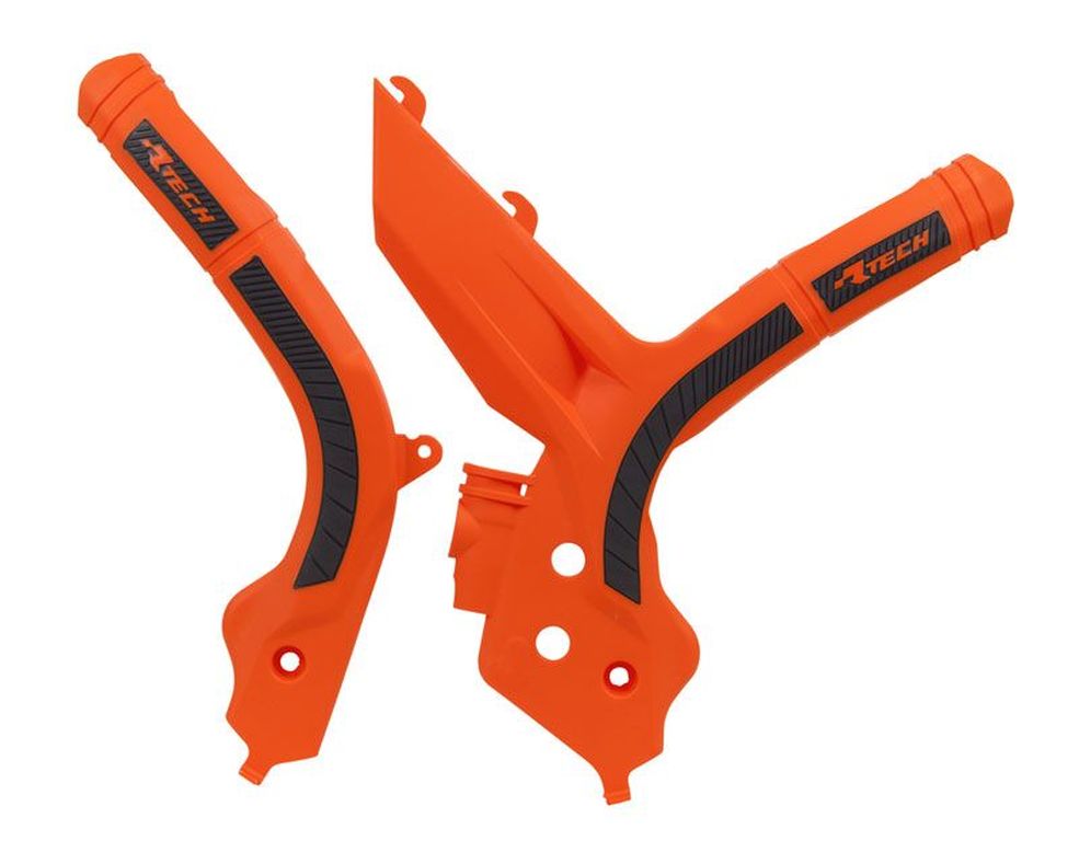 RACETECH (rtech) complete frame covers BI-MATERIAL super grip KTM sx 125/150/250 19-21, sxf 250/350/450 19-21, sxf 450 18-21, exc/excf 150/250/350/450 20-21 colour orange black (R-PRTKTMARNR2)