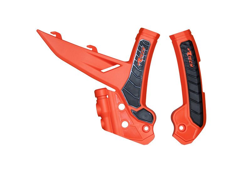 RACETECH (rtech)  complete frame covers BI-MATERIAL super grip KTM exc / excf 150 / 250 / 300 / 450 / 500 24, sx 250 / 300 23-24, sxf 250 / 350 / 450 23-24, xc / xcf 125 / 250 / 300 / 350 / 450 23-24 colour orange / black (R-PRTKTMARNR3)
