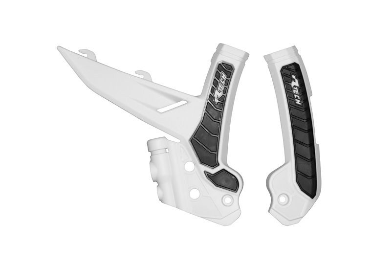 RACETECH (rtech)  complete frame covers BI-MATERIAL super grip KTM exc / excf 150 / 250 / 300 / 450 / 500 24, sx 250 / 300 23-24, sxf 250 / 350 / 450 23-24, xc / xcf 125 / 250 / 300 / 350 / 450 23-24 colour white / black (R-PRTKTMBNNR3)