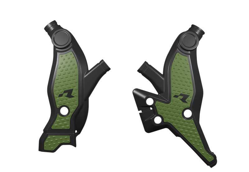RACETECH (rtech) complete frame covers BI-MATERIAL super grip YAMAHA t7 / tenere 700 19-25, t7 wr / world raid 700 22-25 colour black / green khooki (R-PRTT7NRVN24)