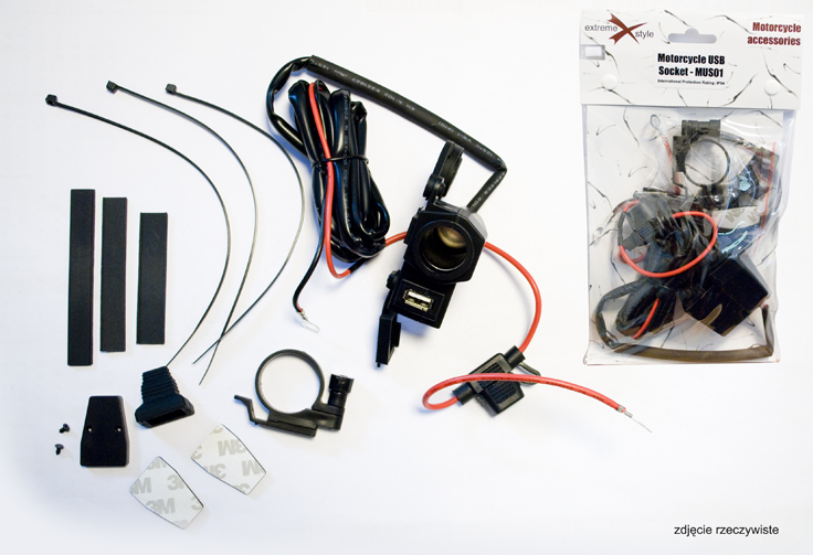 BIKETEC motocyklová cigaretová zásuvka zásuvka zapalovače pro motocykly s jednou zásuvkou usb s pojistkou montáž na řídítka/trubku (EL)