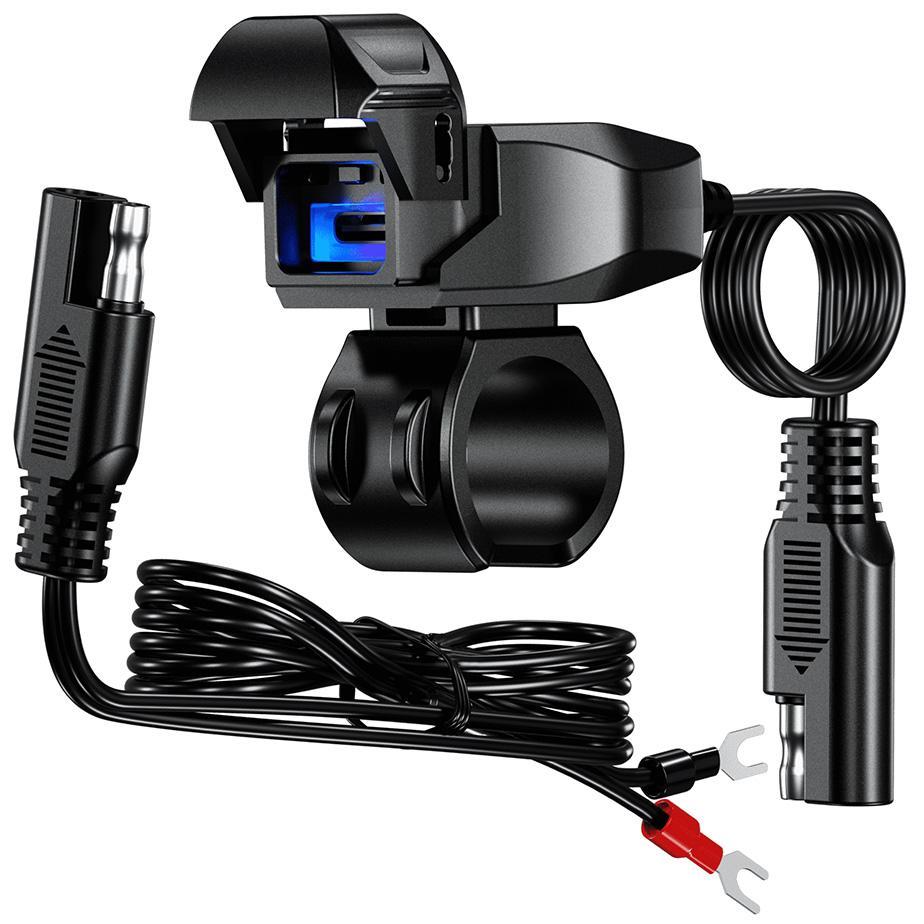 Levně BIKETEC motocyklová zásuvka USB QUICK CHARGE POWER DELIVERY montované na řídítka (konektor SAE) (EL) (K) (BIKETEC motocyklová zásuvka USB QUICK)
