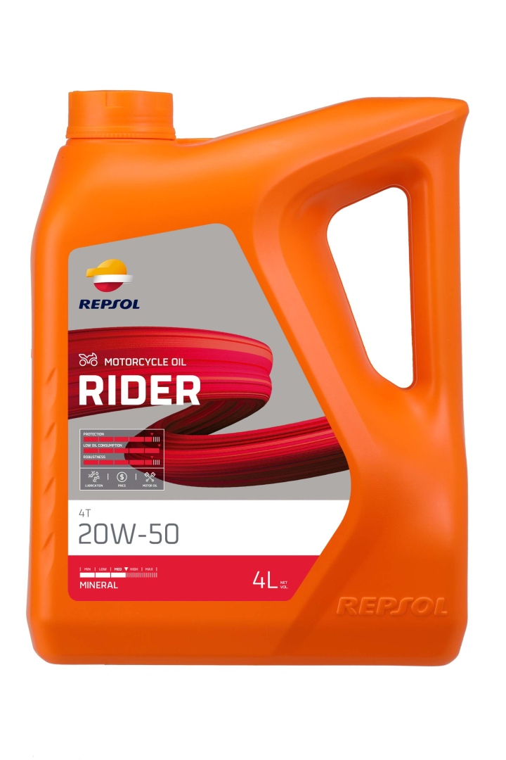 REPSOL motorový olej 4T RIDER 20W50 4L MA2 minerální (5) - nahrazuje RP165Q54 (REPSOL motorový olej 4T RIDER 20W50 4L MA2 minerální (5) - nahrazuje)
