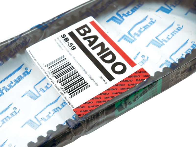 BANDO (VICMA) hnací řemen olejového čerpadla APRILIA MOJITO 50 04-05, SCARABEO 50 '06, SPORTCITY 50 2T 08-10, DERBI ATLANTIS 50 03-06, GP1 50 05-08, GILERA RUNNER 50 99-07, PIAGGIO LIBERTY 50 2T 97-13, NRG 50 94-13, ZIP 50 2T 00-13 (SB083)(dl. 250mm)