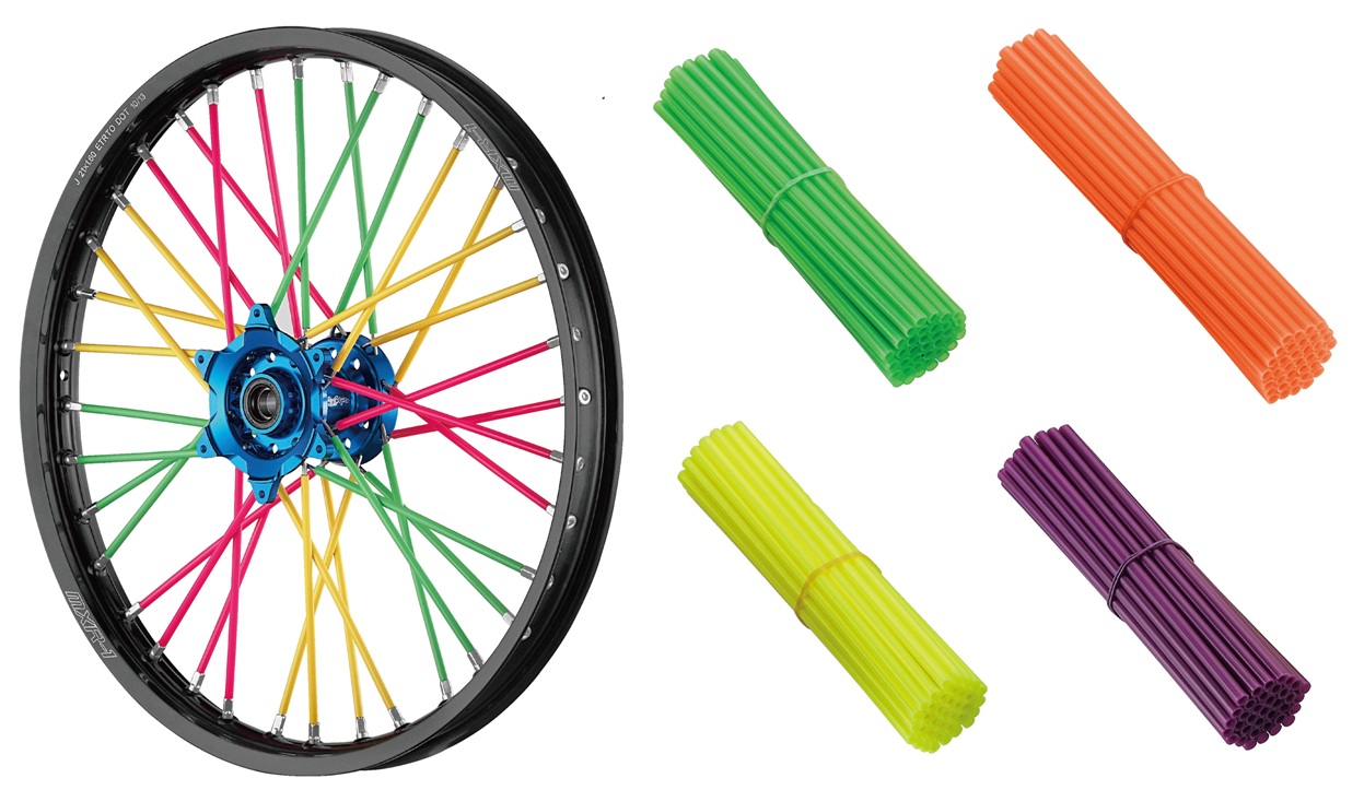 ACCEL návleky na špice barva žlutá - komplet na dva ráfky (2 X 38 kus)