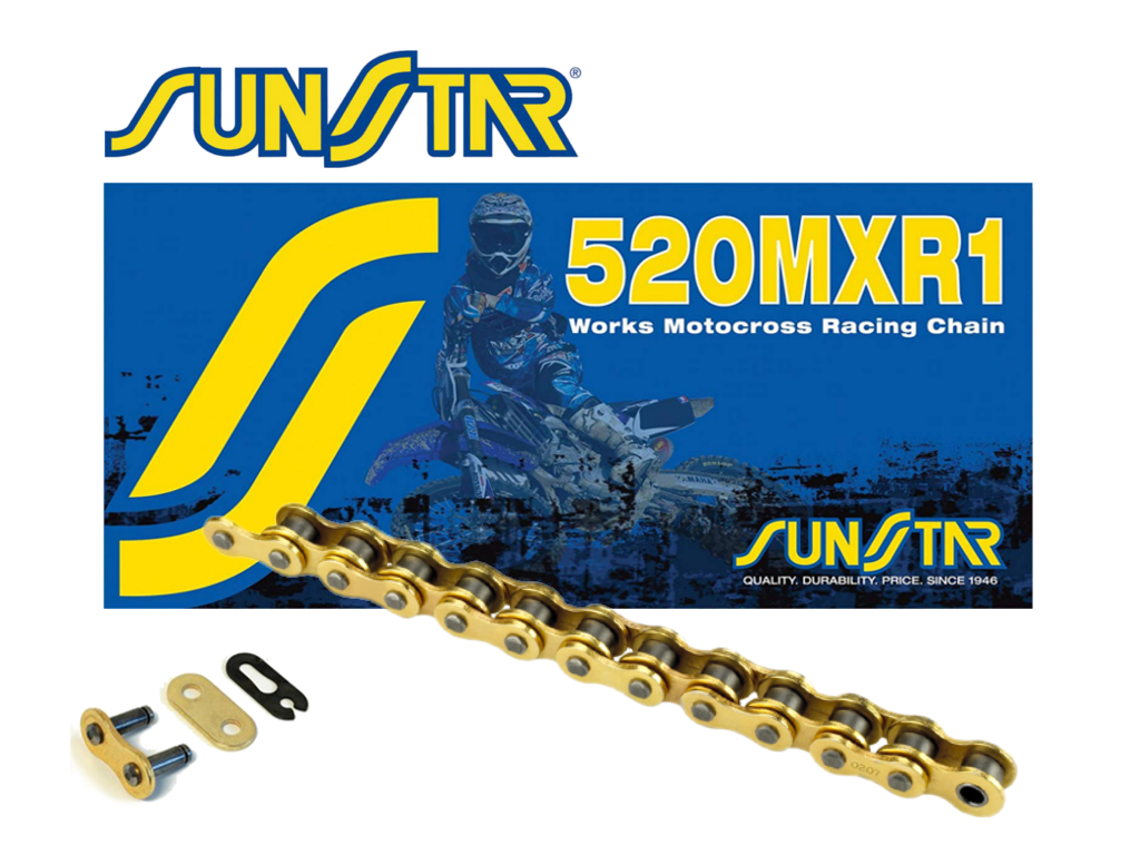 SUNSTAR řetěz 520MXR1-114G , barva zlatá (520ERT3) rozpojený + spojka