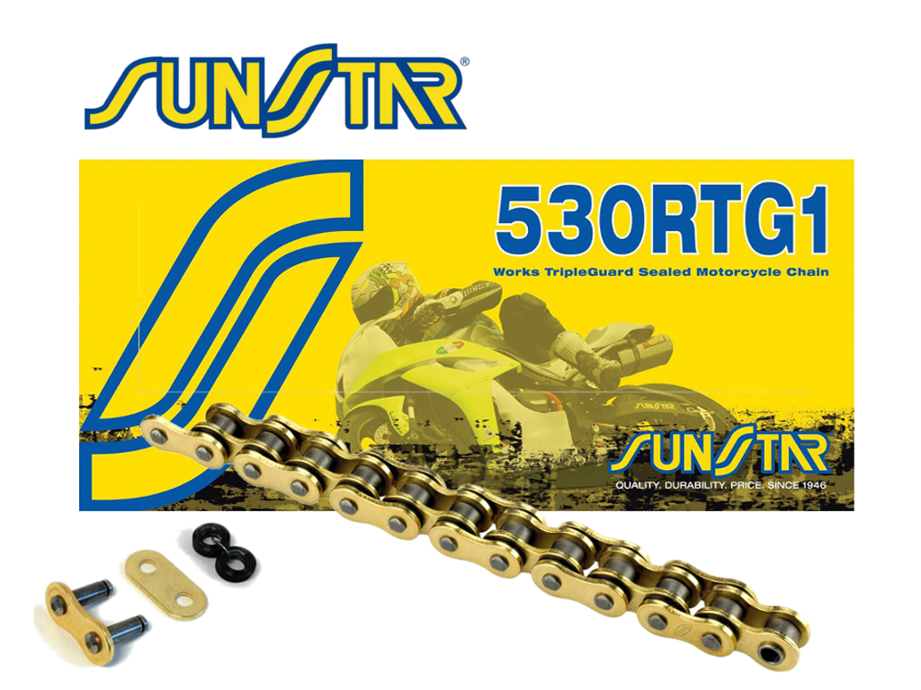 SUNSTAR řetěz 530RTG1-112G (50ZVMX) (TG RING) barva zlatá