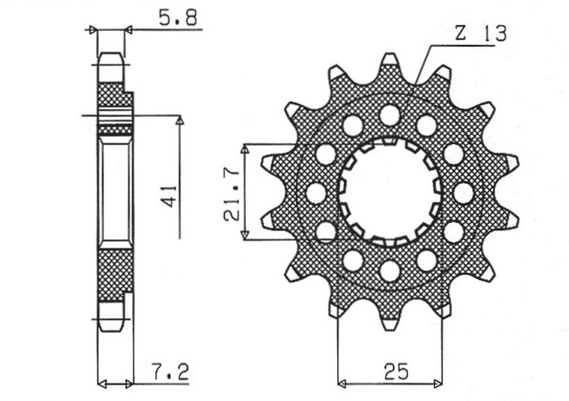 SUNSTAR řetězové kolo přední KAWASAKI ZX-7R/RR 96-03, ZX-10R 04-15, SUZUKI GSXR 750 00-15, SV 1000S 03-06 (konverze 520) (JTF1516.15) (řetěz 520)