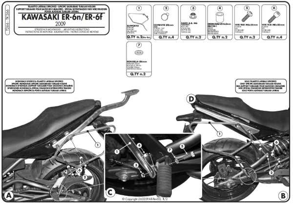 KAPPA nosič pod boční brašny KAWASAKI ER-6N 05-08
