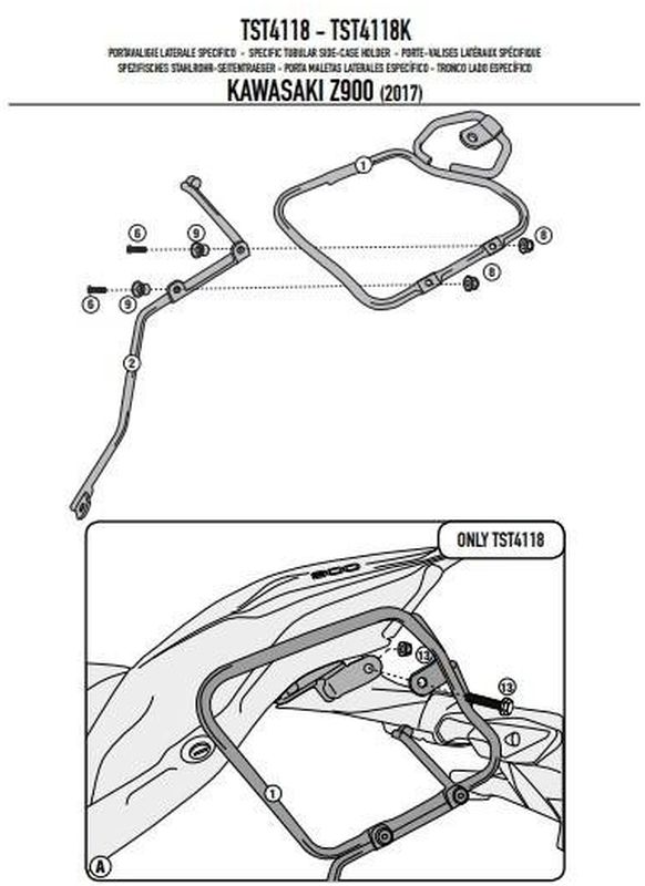 KAPPA nosič pod boční brašny RB105 nebo univerzální KAWASAKI s 900 (17-19), s 900 (20)