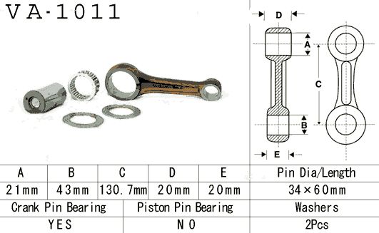 VESRAH ojnice HONDA ATC 350X '85-'86, TRX 350 '86-'89 horní čep 21MM (VA1011) (MADE IN JAPAN)