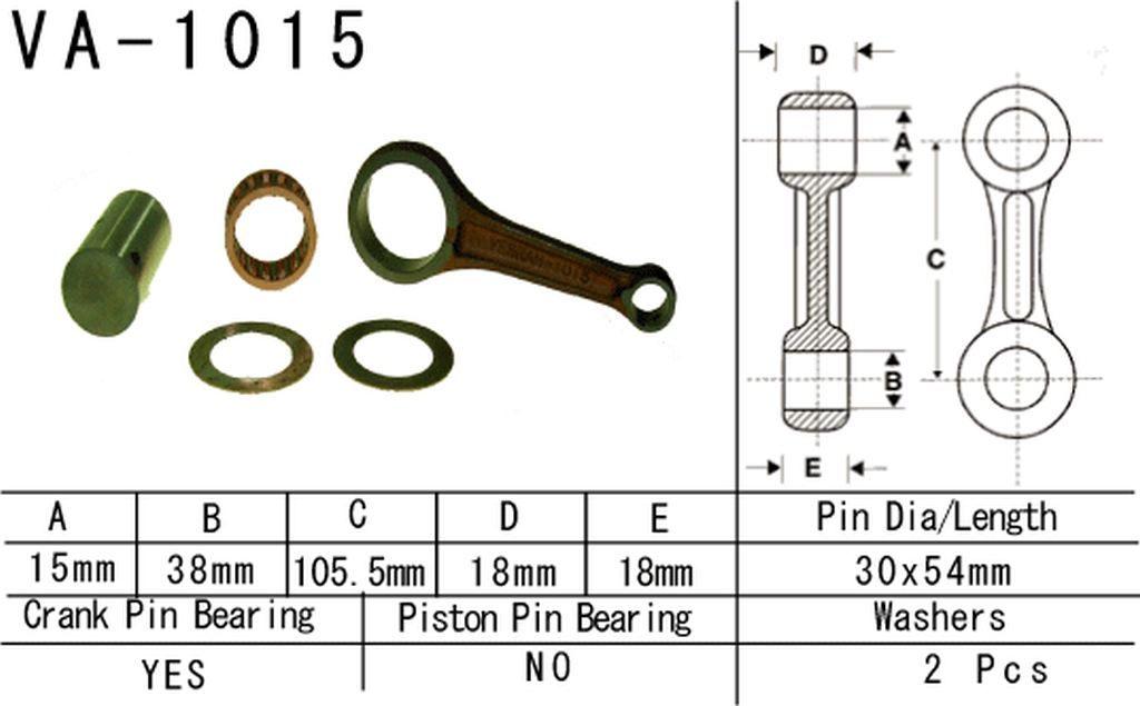 VESRAH connecting rod HONDA TRX 250 TE FOURTRAX RECON '09-'19 (VA1015) (MADE IN JAPAN)