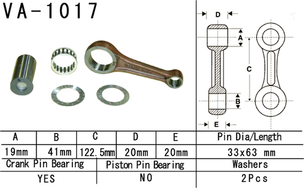 VESRAH connecting rod HONDA TRX 450 FOURTRAX FOREMAN '95-'01 (VA1017) (MADE IN JAPAN)