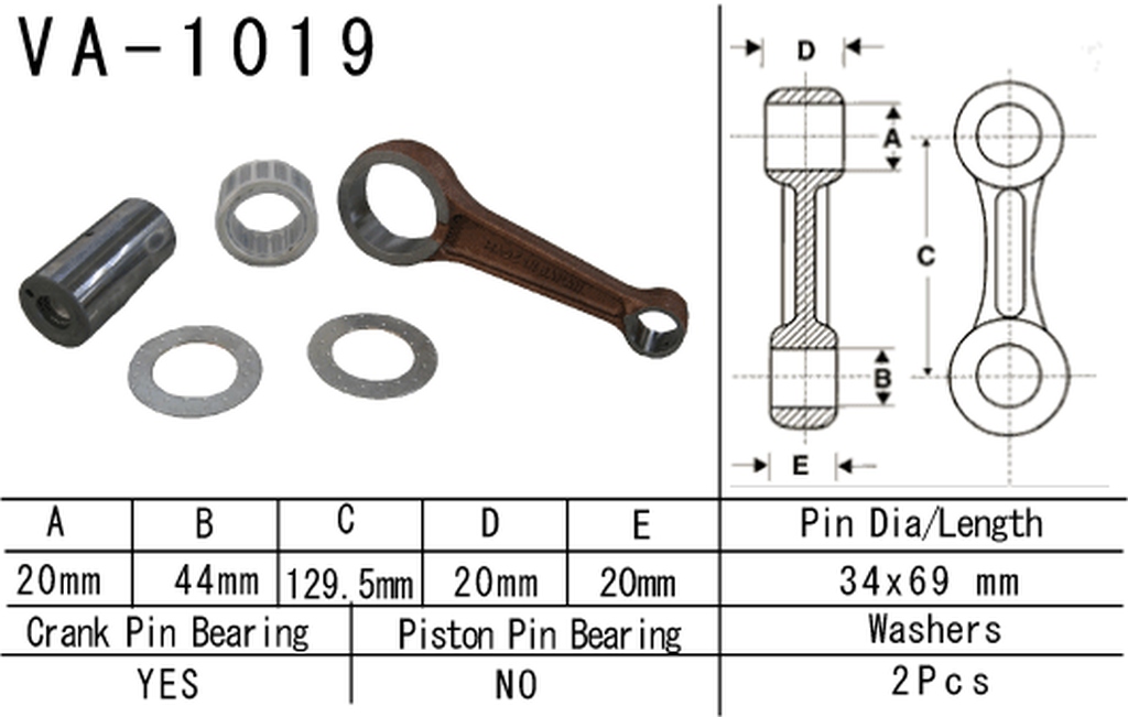 VESRAH connecting rod HONDA TRX500 FA/FG '01-'13 (FOURTRAX, FOREMAN, RUBICON) (VA1019) (MADE IN JAPAN)