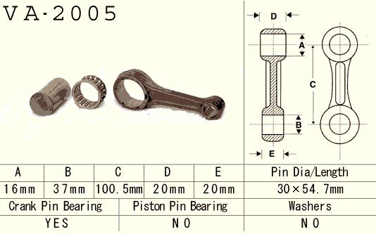 VESRAH connecting rod YAMAHA YFM/YFB 225 '83-'04, XT 225 (VA2005) (YFM225) (XT225) (MADE IN JAPAN)