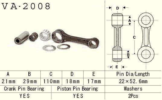 VESRAH ojnice YAMAHA YFM 350 (YFM350) BANSHEE '87-'06 (VA2008) (MADE IN JAPAN)